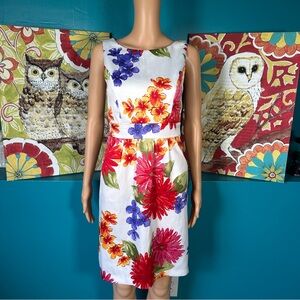 XOXO Dress Juniors Size 5 Sleeveless Floral Sheath White Multicolor Summer Party